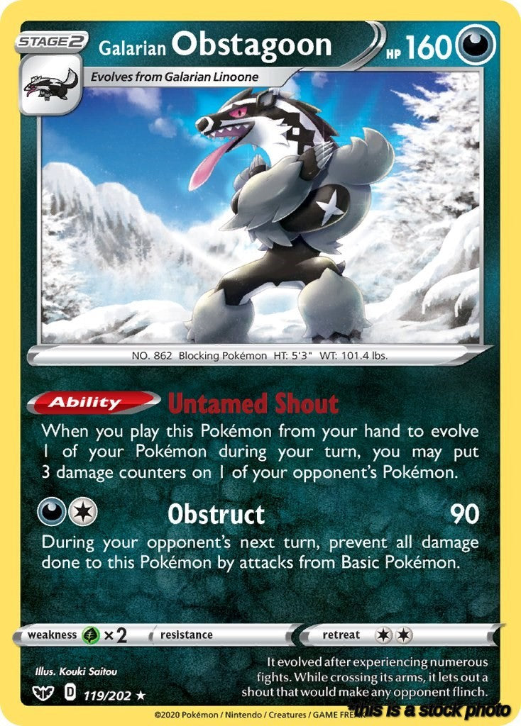 119/202 Galarian Obstagoon Holo Rare Holofoil