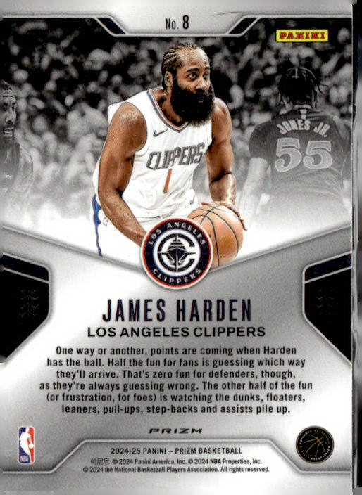2024-25 Panini Prizm #8 James Harden Dominance Prizms Silver