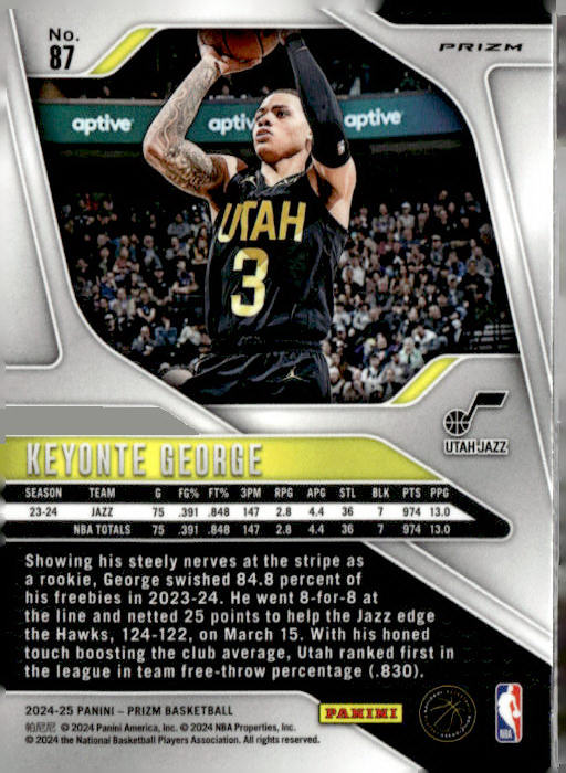 2024-25 Panini Prizm #87 Keyonte George Prizms Silver