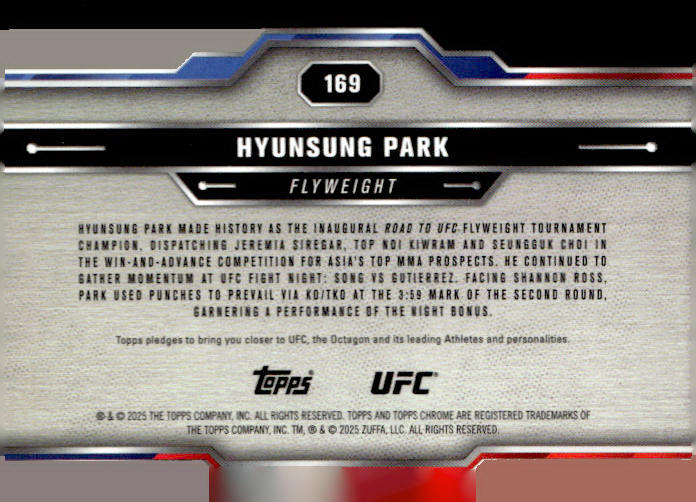 2025 Topps Chrome UFC #169 Hyunsung Park
