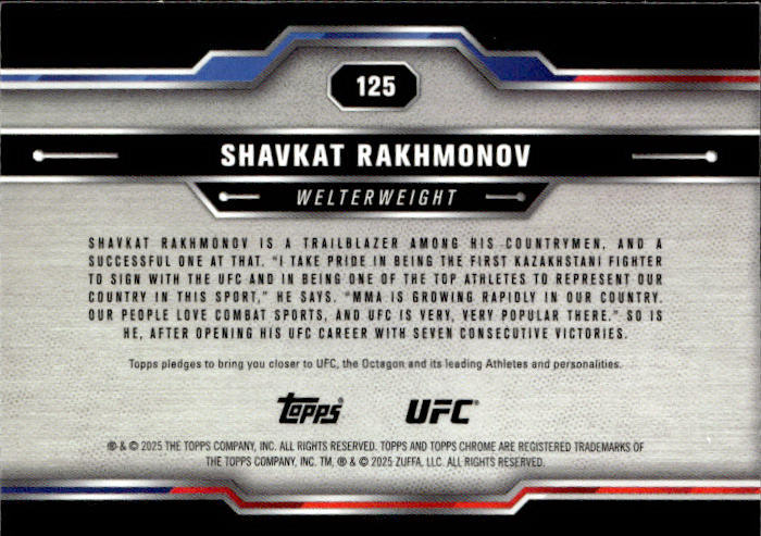 2025 Topps Chrome UFC #125 Shavkat Rakhmonov