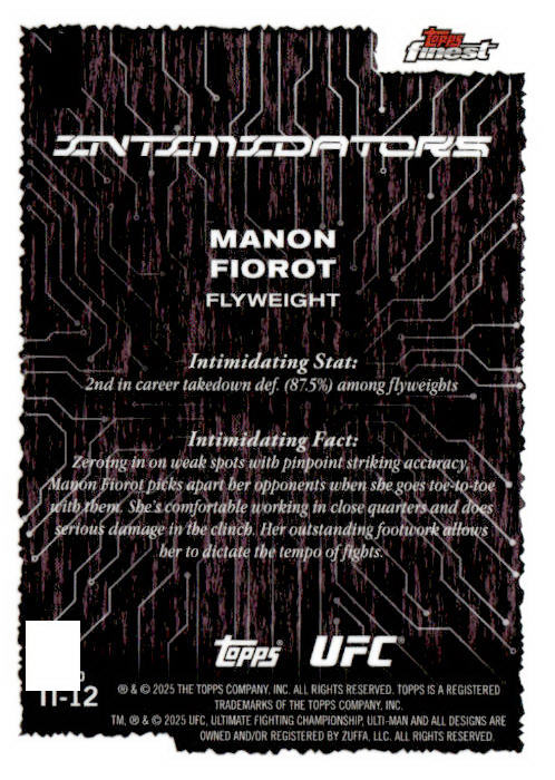 2025 Topps Finest UFC #IT-12 Manon Fiorot Intimidators Checkerboard Refractors