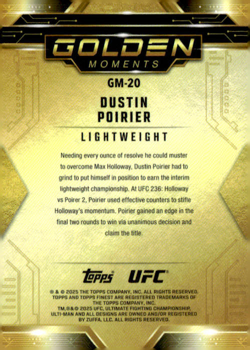 2025 Topps Finest UFC #GM-20 Dustin Poirier Golden Moments