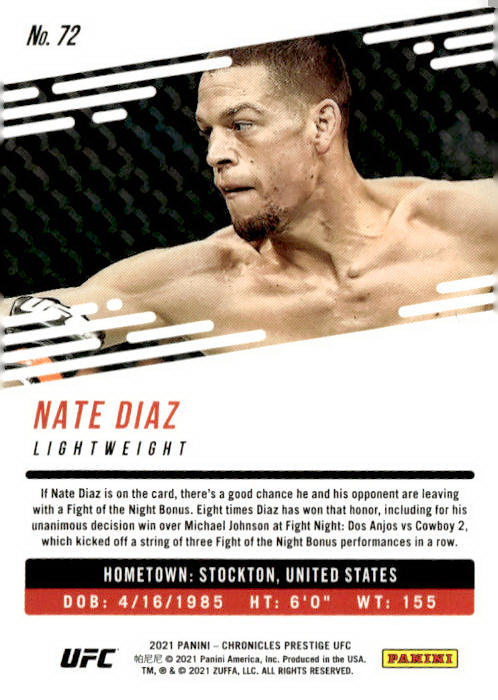 2021 Panini Chronicles UFC #72 Nate Diaz