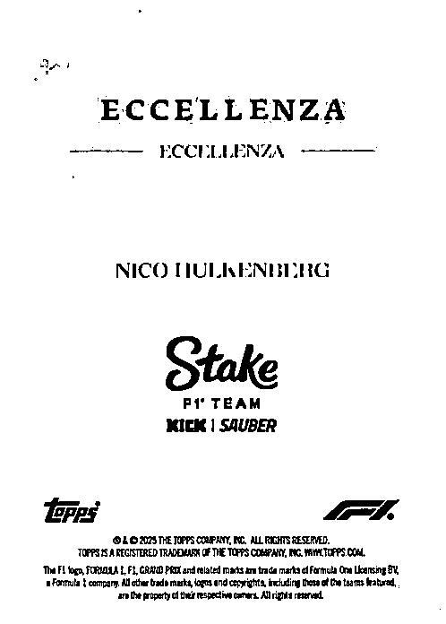 2025 Topps Eccellenza Formula 1 #NNO Nico Hulkenberg