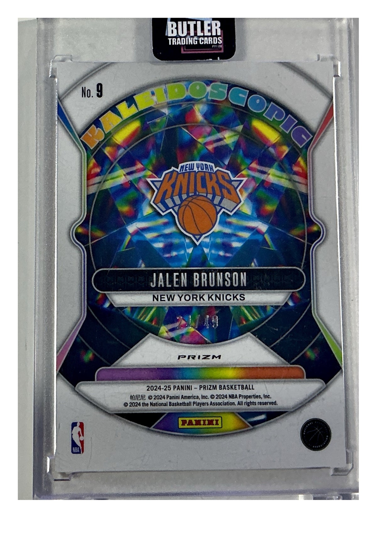 2024-25 Panini Prizm #9 Jalen Brunson Kaleidoscopic Prizms Orange #/49