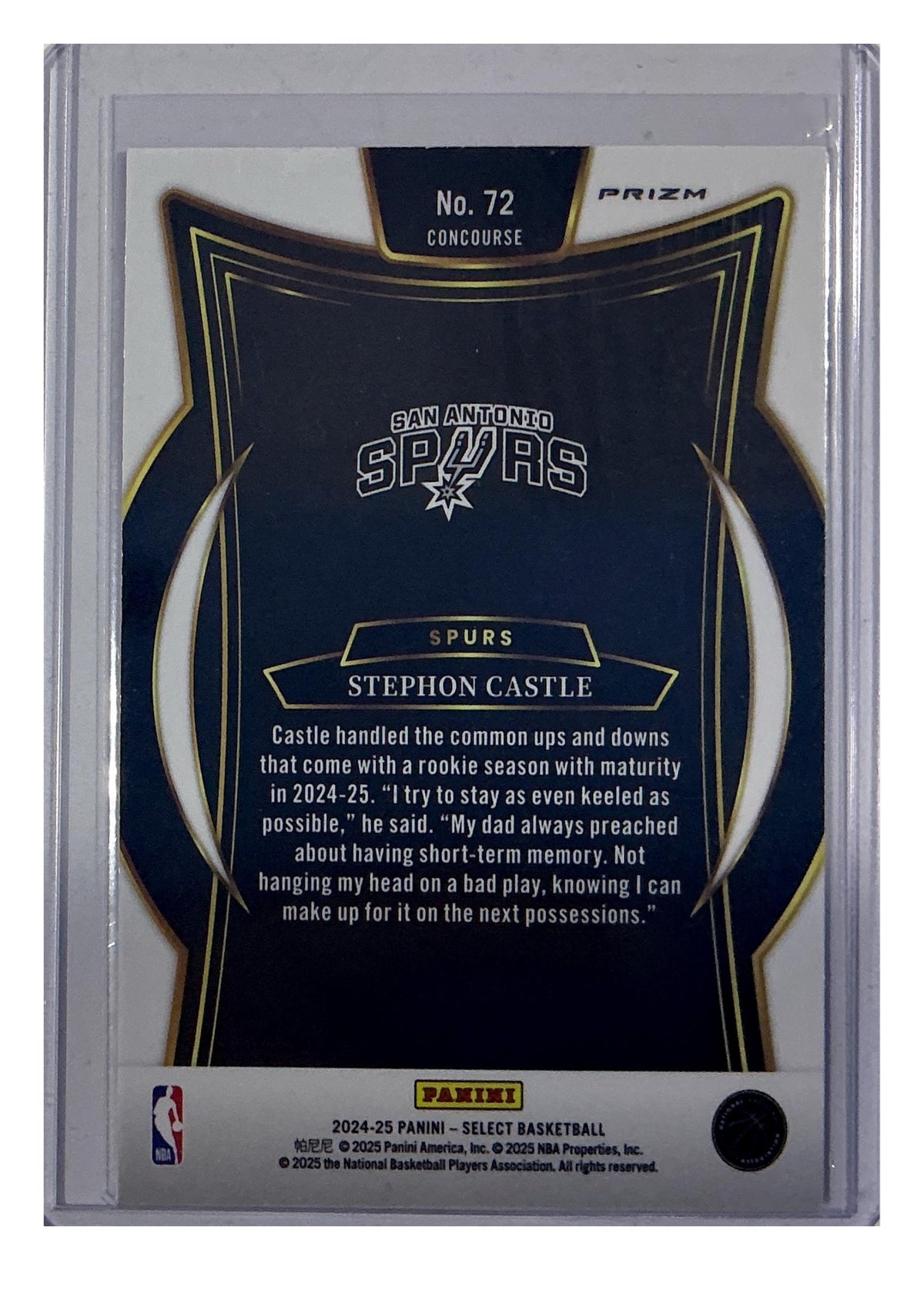 2024-25 Panini Select #72 Stephon Castle Blue Cracked Ice Prizm