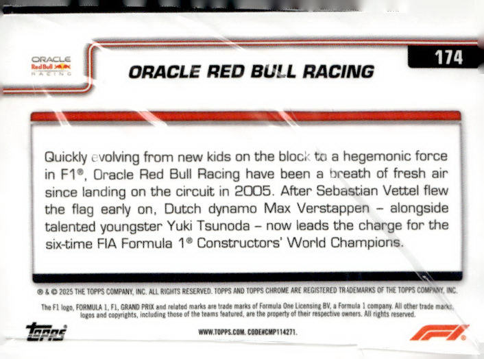 2025 Topps Chrome Formula 1 #174 Oracle Red Bull Racing LOGO