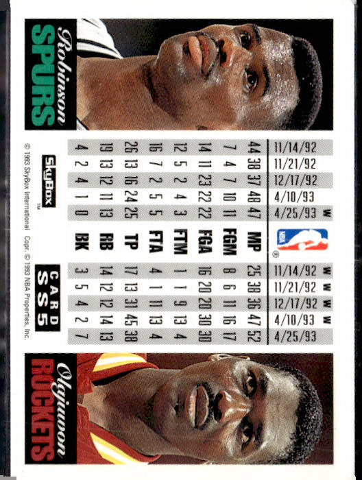 1993-94 SkyBox Premium #SS5 David Robinson / Hakeem Olajuwon Showdown Series