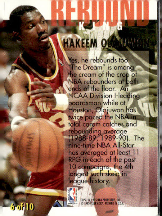 1994-95 Ultra #6 Hakeem Olajuwon Rebound Kings
