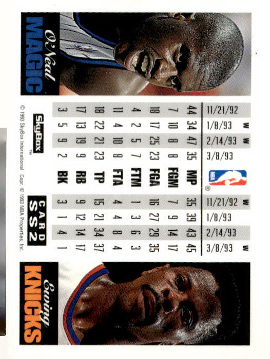 1993-94 SkyBox Premium #SS2 Shaquille O'Neal / Patrick Ewing Showdown Series