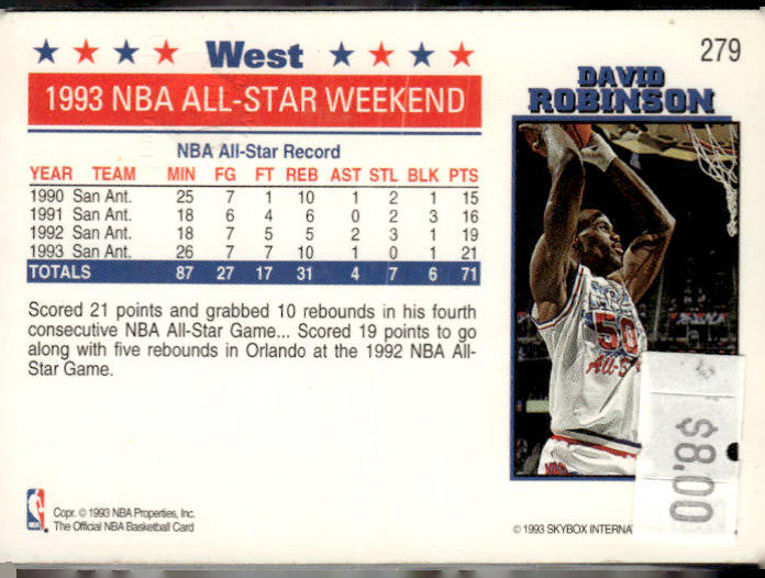 1993-94 Hoops #279 David Robinson Fifth Anniversary Gold