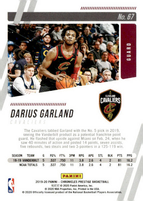 2019-20 Panini Chronicles #67 Darius Garland