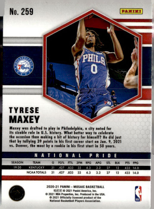 2020-21 Panini Mosaic #259 Tyrese Maxey