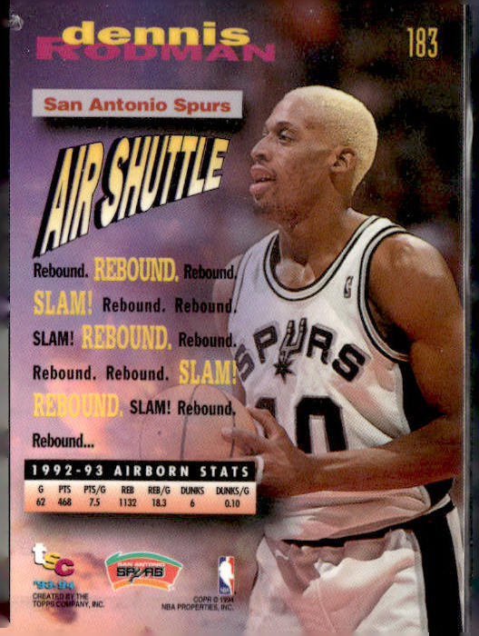 1993-94 Stadium Club #183 Dennis Rodman Frequent Flyer Upgrades