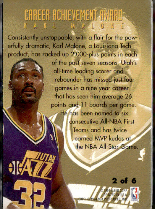 1994-95 Fleer #2 Karl Malone Career Achievement Awards