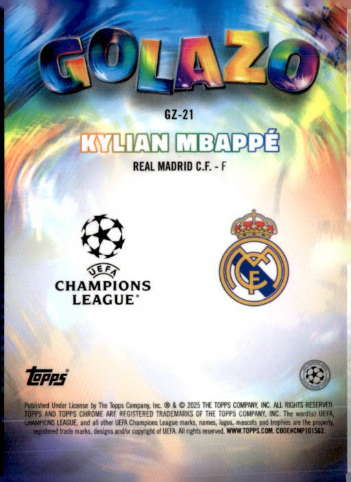 2024-25 Topps Chrome UEFA Club Competitions #GZ-21 Kylian Mbappé Golazo /75