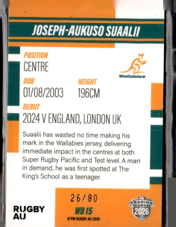 Joseph Suaalii 2026 Wallabys /80