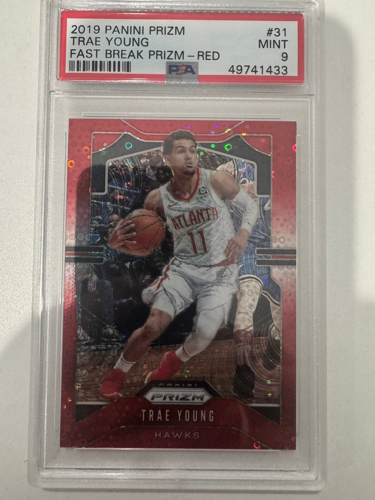 2019 Panini Prizm Trae Young Fast Break Prizm Red PSA 9