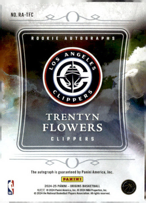Trentyn Flowers - 2024-25 Panini Origins Rookie Autograph RA-TFC