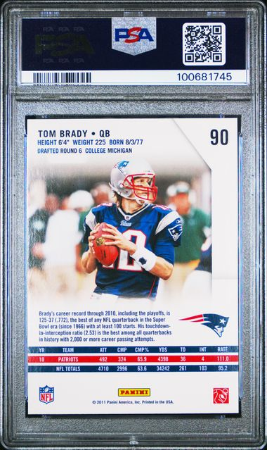 2011 Panini R&S Tom Brady #90 PSA 10 Gem MT
