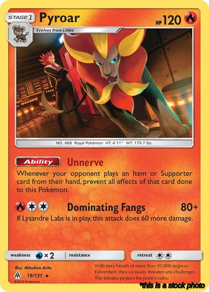 19/131 Pyroar Holo Rare Reverse Holofoil