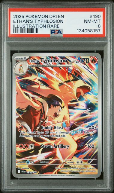 2025 POKEMON DESTINED RIVALS #190 ETHAN'S TYPHLOSION ILLUSTRATION RARE | PSA 8
