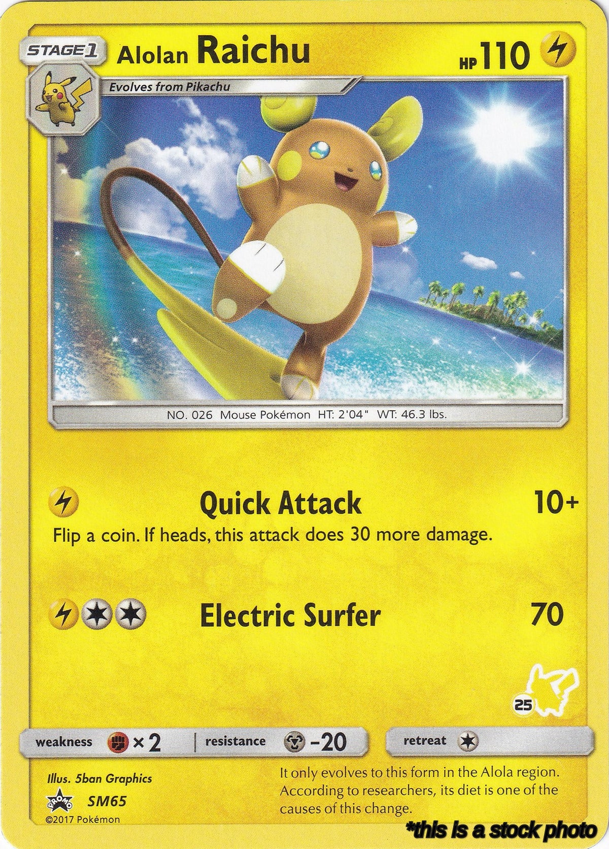 Alolan Raichu - SM65 (#25 Pikachu Stamped)