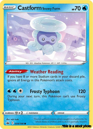 034/198 Castform Snowy Form Common Reverse Holofoil