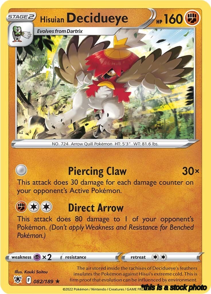 Holo Rare Hisuian Decidueye [082/189 Near Mint ]