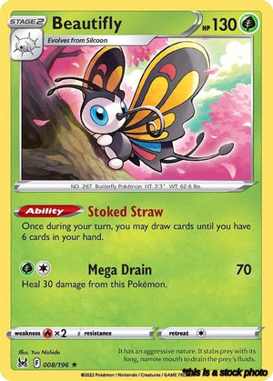 008/196 Beautifly Holo Rare Reverse Holofoil