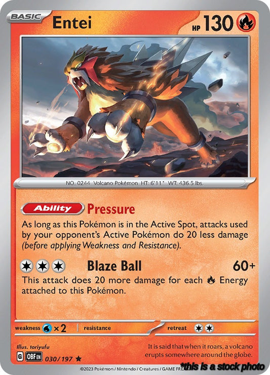 030/197 Entei Rare Reverse Holofoil