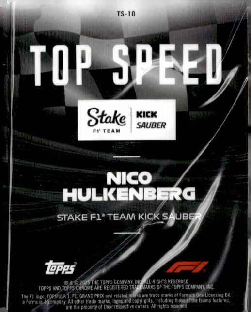 2025 Topps Chrome Formula 1 #TS-10 Nico Hulkenberg Top Speed