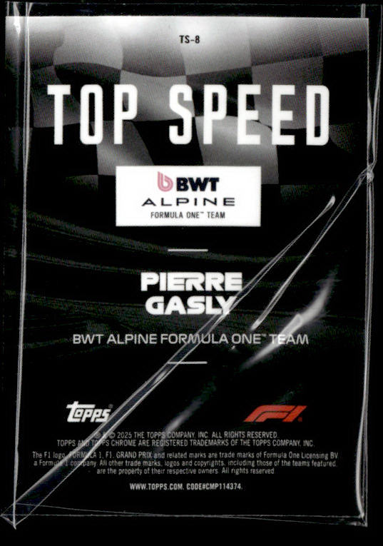 2025 Topps Chrome Formula 1 #TS-8 Pierre Gasly Top Speed