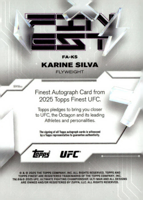2025 Topps Finest UFC #FA-KS Karine Silva Finest Autographs