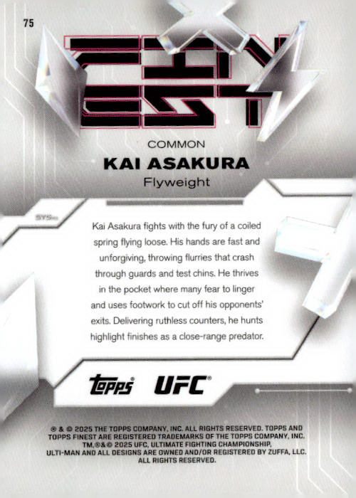 2025 Topps Finest UFC #75 Kai Asakura /250