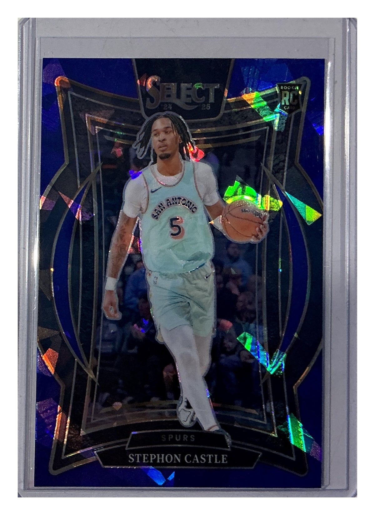 2024-25 Panini Select #72 Stephon Castle Blue Cracked Ice Prizm