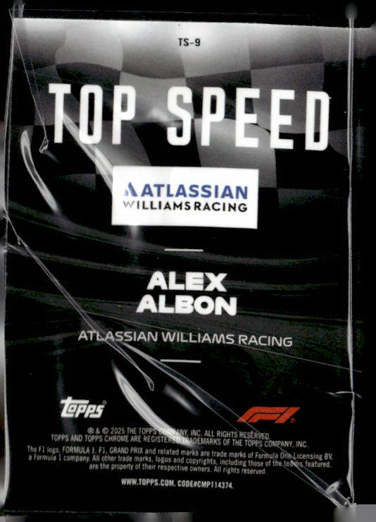 2025 Topps Chrome Formula 1 #TS-9 Alex Albon Top Speed