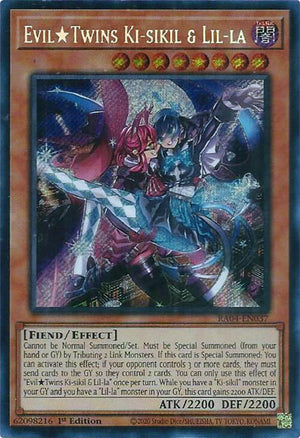 1st Edition Evil Twins Ki-sikil & Lil-la (Secret Rare) [RA04-EN037 Near Mint] Secret Rare