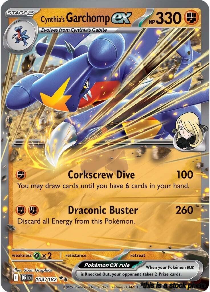 Double Rare Cynthia's Garchomp ex - 104/182 [104/182 Near Mint ]