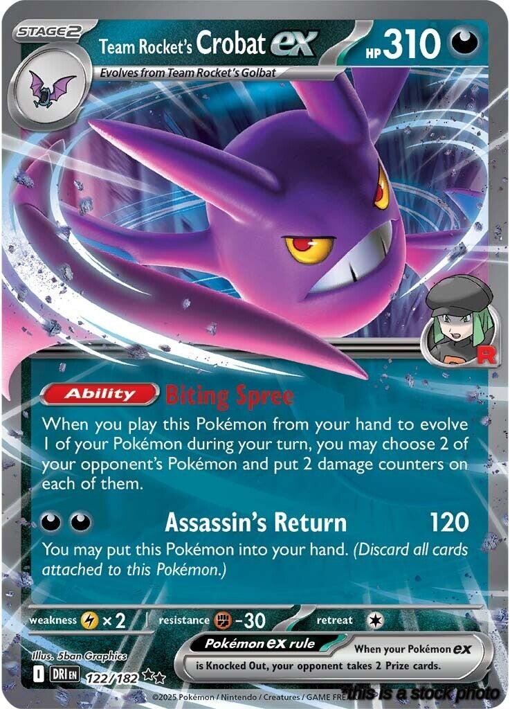 Double Rare Team Rocket's Crobat ex - 122/182 [122/182 Near Mint ]
