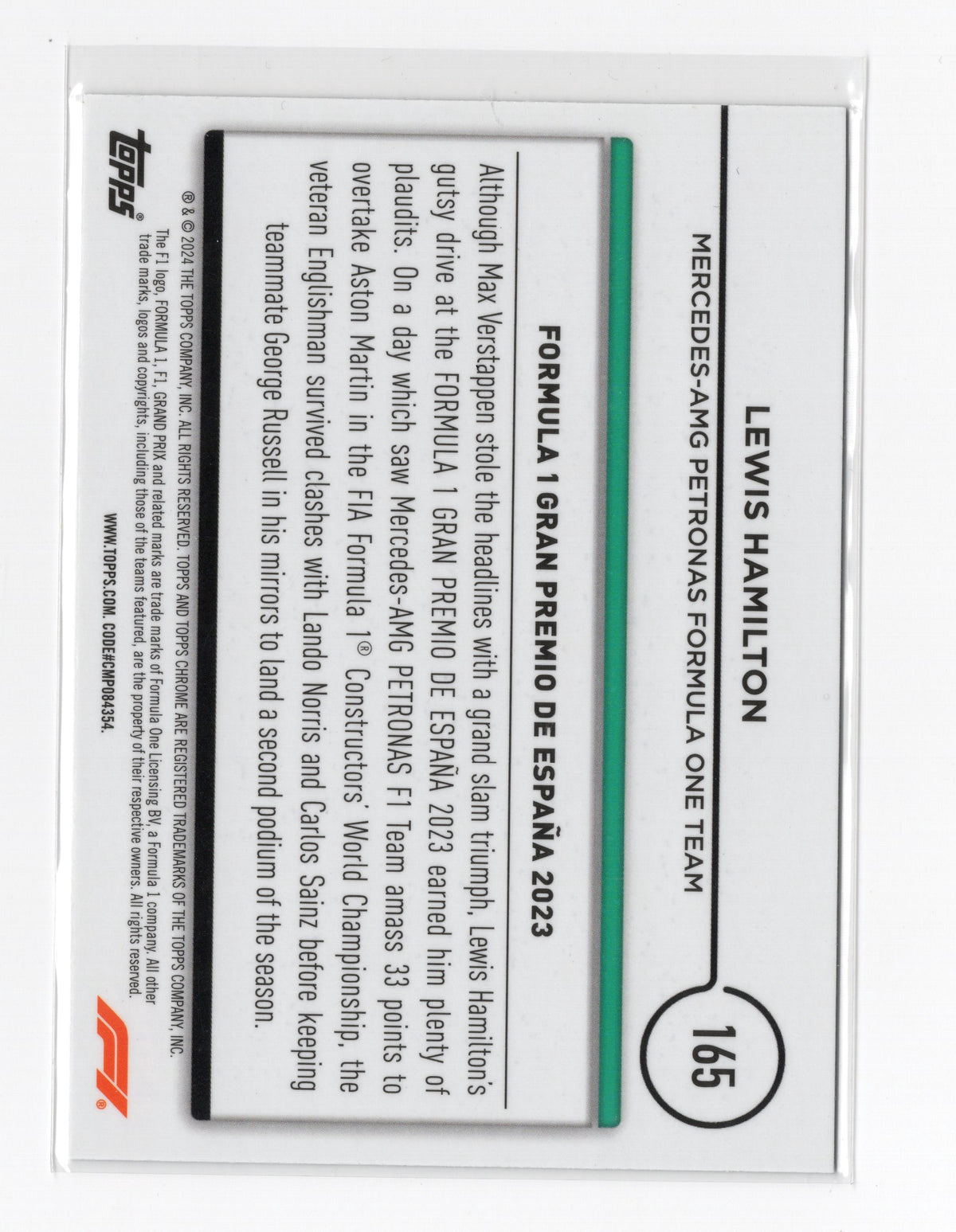 2024 Topps Chrome Formula 1 #165 Lewis Hamilton