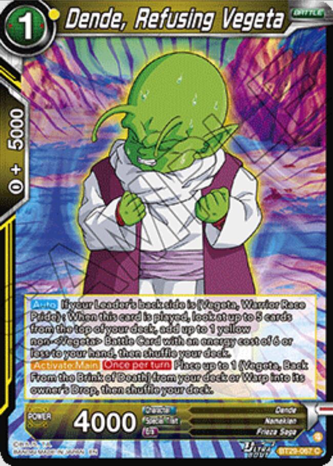 Dende, Refusing Vegeta