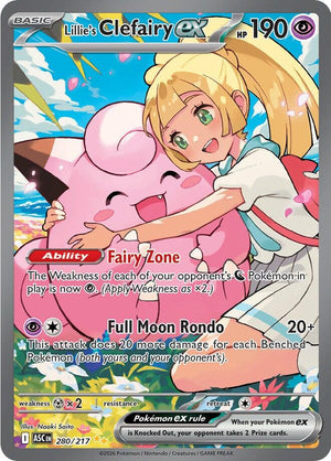 280/217 Lillie's Clefairy ex Special Illustration Rare Holofoil