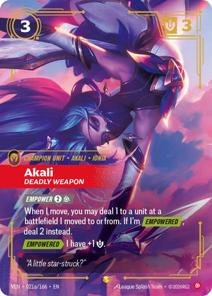 021a/166-VEN Akali, Deadly Weapon (Alternate Art) Showcase