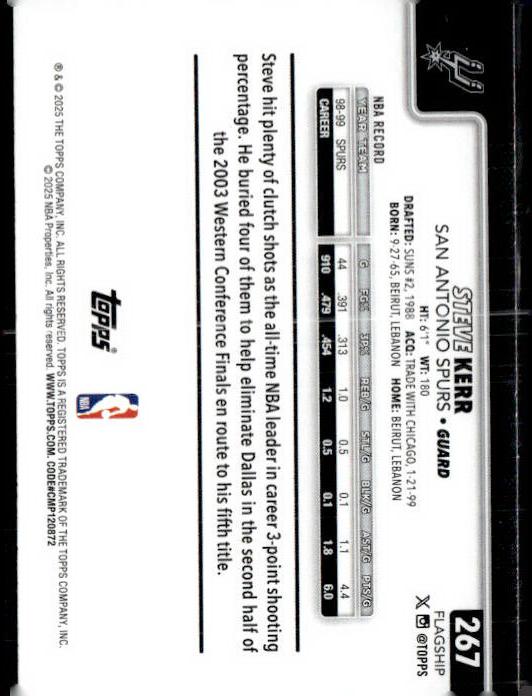 2025-26 Topps #267 Steve Kerr Rainbow Foilboard