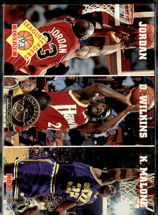 1993-94 Hoops #283 Scoring Jordan/Wilkins/Malone Fifth Anniversary Gold