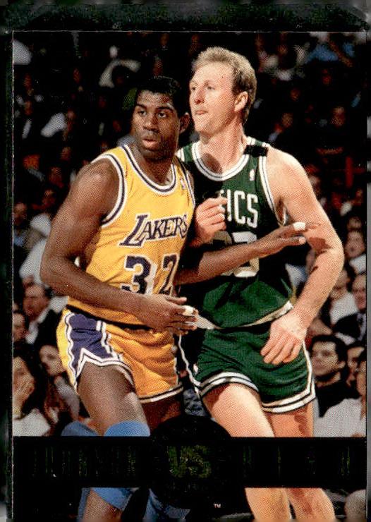 1993-94 SkyBox Premium #SS12 Magic Johnson / Larry Bird Showdown Series