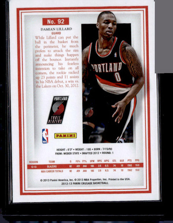 2012-13 Panini Crusade #92 Damian Lillard