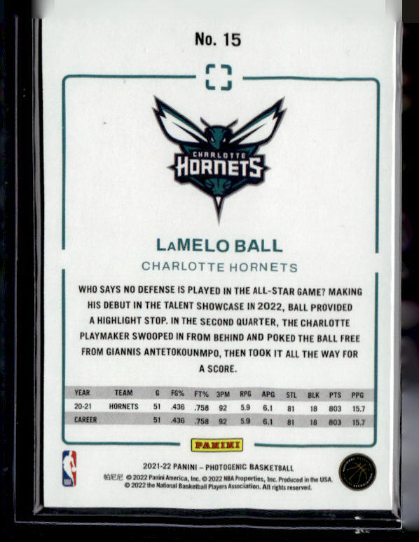 2021-22 Panini Photogenic #15 LaMelo Ball